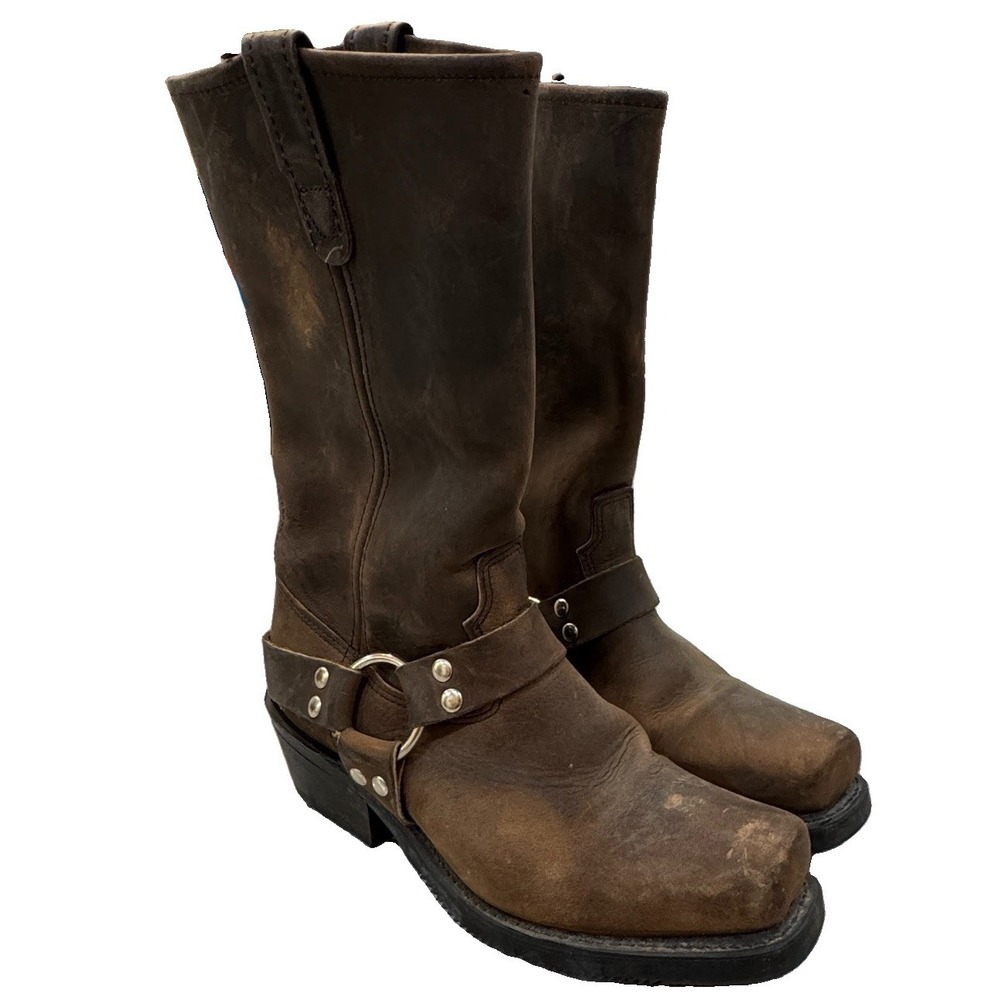 Double H Brown Leather Boots Men's Sz 10 W Biker Oil Slip Resistant Harness Work